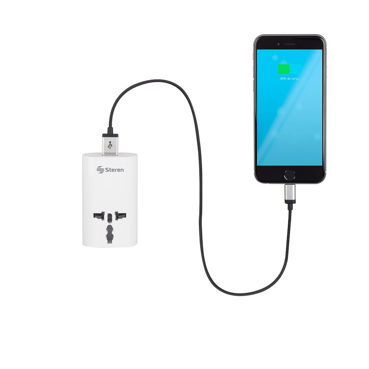 Adaptador universal de contactos, con cargador USB para viaje