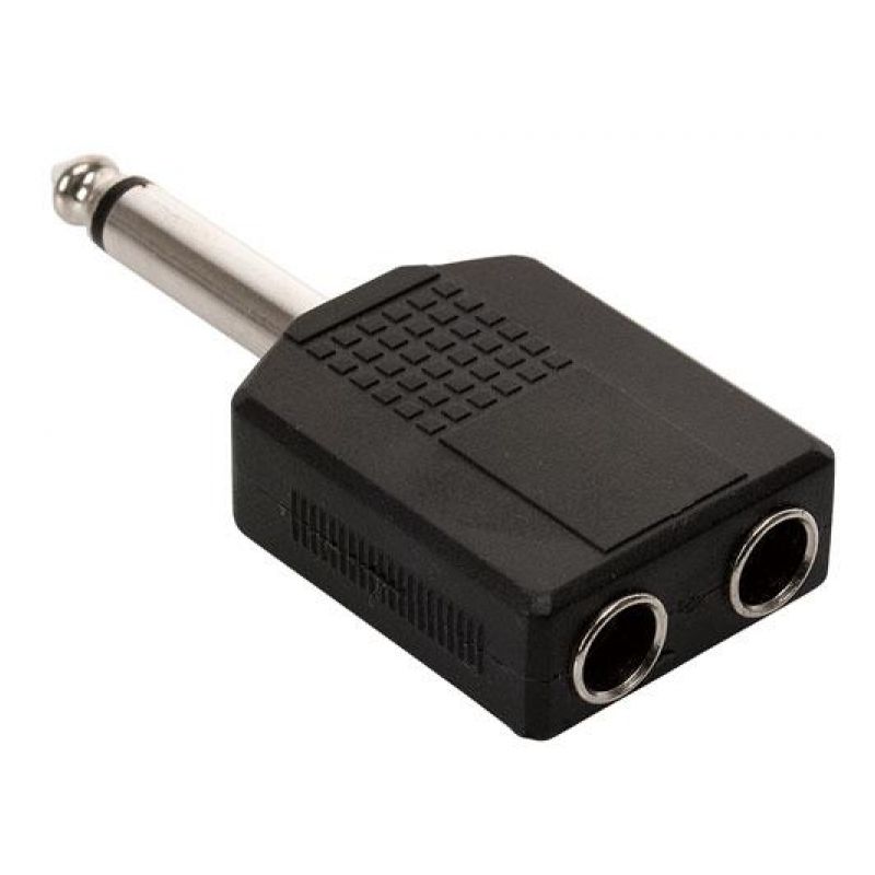 Adaptador de plug 6,3 mm a 2 jacks 6,3 mm, monoaural