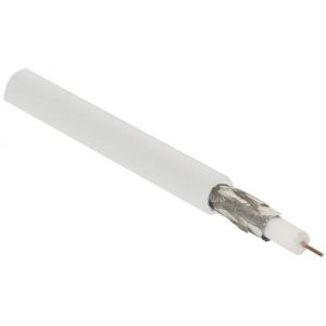 Cable coaxial RG59, 30% malla de aluminio sin estañar, blanco