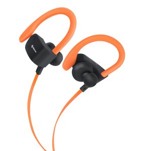 Audífonos Bluetooth Sport Free con cable plano color naranja