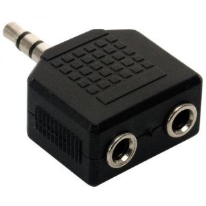 Adaptador de plug 3,5 mm a 2 jacks 3,5 mm, estéreo