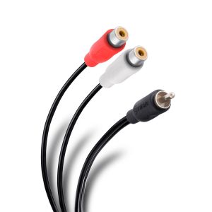 Cable RCA plug a 2 jacks, de 15 cm, ultradelgado