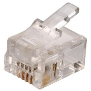 Conector telefónico modular RJ11 de 4 contactos para cable plano