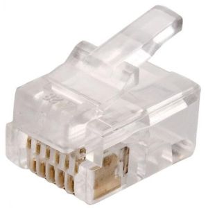 Conector telefónico modular RJ12 de 6 contactos para cable plano