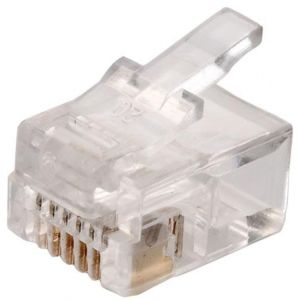 Conector telefónico modular RJ12 de 6 contactos para cable redondo