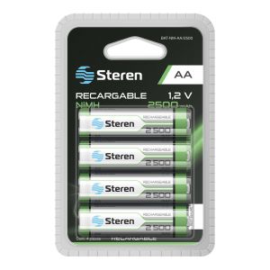 Paquete de 4 pilas recargables de alta capacidad "AA" NiMH 2500 mAh