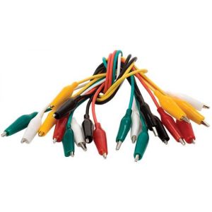 Juego de 10 cables de 26 cm con caimanes chicos