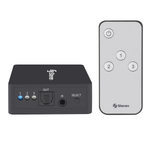 Selector de audio digital (Toslink) de 3 entradas