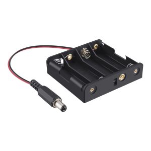 Porta pilas con Conector invertido 2.1mm, para 4 pilas AA