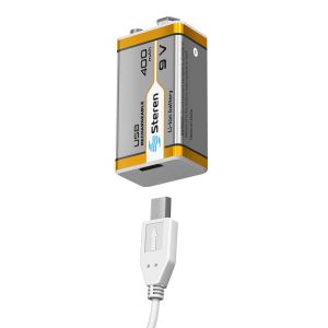 Batería recargable USB Li-Ion tipo 9V (cuadrada), de 400 mAh