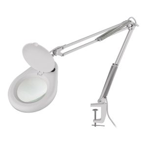 Lámpara LED con lupa (5x) y brazo articulado, blanca