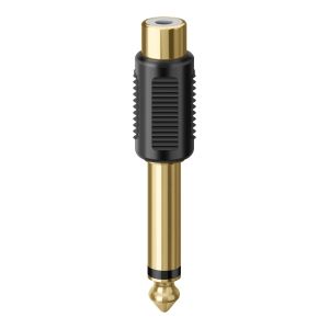 Adaptador de plug 6,3 mm a jack RCA, monoaural, dorado