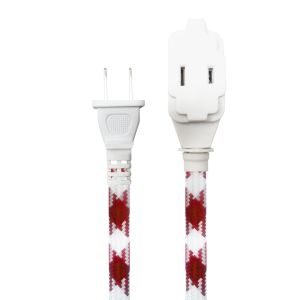 Extensión eléctrica de 2 m con 2 contactos y cable tipo cordón color rojo