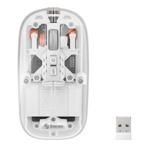 Mouse Bluetooth*/ RF, multiequipo con batería recargable 800 / 1200 / 1600 DPI, transparente color blanco