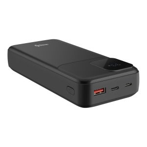 Power Bank de 20,000 mAh PD 20 W / QC 18 W con 1 salida USB C, 1 salida USB y cables integrados USB C y Lightning color negro