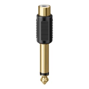 Adaptador de plug 6,3 mm a jack RCA, monoaural, dorado
