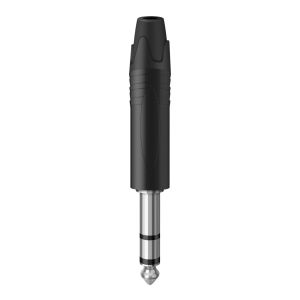 Plug 6,3 mm estéreo, metálico, con glándula de protección