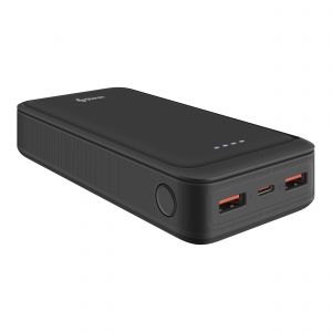 Power Bank de 20,000 mAh PD 20 W / QC 18 W con 1 salida USB C y 2 salidas USB, color negro