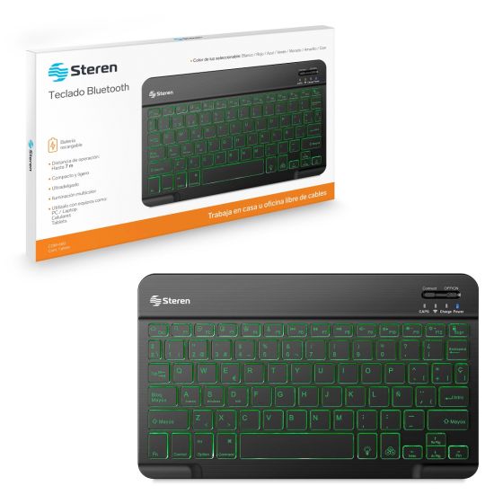 Teclado Bluetooth recargable con iluminacion multicolor
